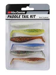 Abu Garcia Kit de Leurre Souple Paddle Abu Garcia, 6 leurres souples inclus dans des coloris prenant, bon pour la perche, le brochet et le sandre, pêche avec tête plombée, dropshot et montage carolina