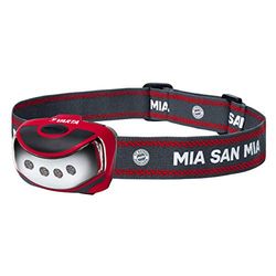 VARTA FC Bayern Monachium lampa czołowa, w zestawie 3 x baterie AAA, bardzo duża lampa czołowa, 4 x 5, diody LED zapewniające optymalną jasność