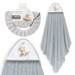 Interbaby - Mantello da bagno per bambini + cappello regolabile | Asciugamano con cappuccio 100% cotone, unisex, morbido, asciugatura rapida, ideale per neonati, neonati e bambini piccoli, design orso