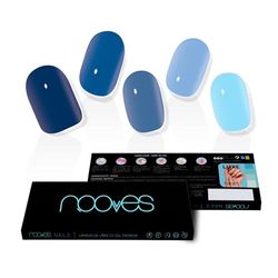 NOOVES NAILS Láminas de Uñas de Gel Precurado Premium - Melancholic Heart - Azul | Tiras De Uñas De Gel Semicurado| Pegatinas Uñas Semipermanente en Gel| Gel Nail stickers| Uñas de gel Pegatinas