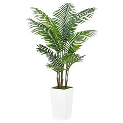 ASTIDY Palmier Artificiel de 1,5 m – Faux Arbre avec Grand Pot Blanc – Plante Tropicale Artificielle en Pot – Plante Artificielle en Soie pour Maison, Bureau, Salon, décoration d'intérieur