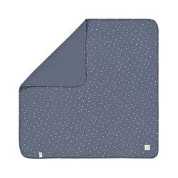LÄSSIG Couverture câline pour bébé Couverture douillette certifiée GOTS douce/Interlock Baby Blanket 80 x 80 cm Triangle Blue