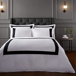 Bianca Fine Linens Bedding - Juego de Funda de edredón y Fundas de Almohada de algodón a Medida, Color Blanco y Negro