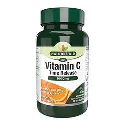 Natures Aid Vitamin C, Time Release 30 Tablets, 1000 mg (with Citrus Bioflavonoids, Slow Release, for the Normal Function of the Immune System, Vegan Society Approved, Made in the UK)