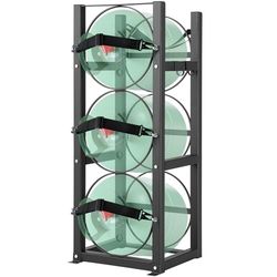 VEVOR Koelmiddelenrek, met 3 x 13,6 kg flessentanks, cilindertankrek 32,5 x 33 x 84 cm, koelmiddelcilinderrek en houders voor freon, gassen, zuurstof, stikstof