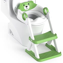 RABB 1ST Zitje voor zindelijkheidstraining, voor peuters, wc-zitje, toilet, voor kinderen, jongens en meisjes, 2 in 1, met plonsbescherming, anti-slip onderkant, met opstapje