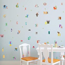 WALPLUS self Adhesive Stickers Living Room for Boys and Girls Children Wall Decal Home décor Vinyl Kitchen Quote Art Mural Happy Alphabet, 60cmx30cmx0.02cm