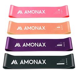 Amonax Set di fasce di resistenza per donne e uomini, per esercizi di fitness, casa, palestra, gambe, glutei e braccia, per yoga, pilates, mini fasce elastiche per la terapia