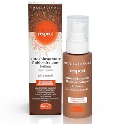 Helan, Vogliadisole Respect - Autoabbronzante Corpo Gambe Intensificatore Abbronzatura, Crema Abbronzante Corpo Fluida Profumata con Vitamina E, Inositolo e Agnocasto Ideale per Pelli Delicate, 100 ml