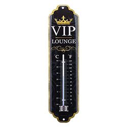Nostalgic-Art Analog termometer i retrostil, VIP Lounge – Presentidé för speciella människor, av metall, Deko vintagedesign, 7 x 28 cm