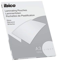 IBICO Pouch per Plastificazione a Caldo, 100 Pezzi, F.to A3, Light, con GBC Plastificatrice Inspire+ A3, 2 Rulli