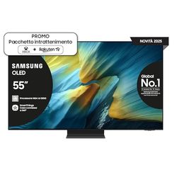 Samsung Smart TV 55'' QE55S95FAEXZT OLED 4K, NQ4 AI Gen4 Processor, 4K AI Upscaling, Glare Free, Dolby Atmos & OTS+, Infinity One Design, edizione speciale PACCHETTO INTRATTENIMENTO, 2025, 55"