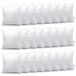 OTOSTAR Pack of 24 Throw Pillow Inserts, 18 x 18 Square Cushion Inner Soft Fluffy Plump Stuffer Cushion Pads White Decorative Pillow Inserts