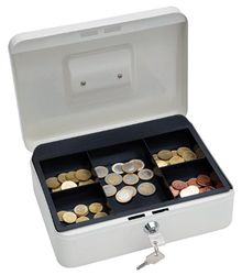 Wedo 14530 - Caja para dinero (25 x 18 x 9 cm, 5 compartimentos), color blanco