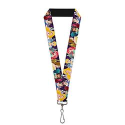 Buckle-Down Unisex-Adult's Lanyard-1.0-Disney Princess Poses/Castle Silhouettes Pur Key Chain, Multicolor, One Size