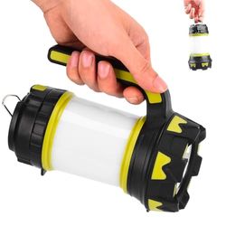 Avilia SMD LED-campingficklampa - 2 W + 1 W lykta, 6 driftlägen, bärhandtag, USB-ingång för laddning, 2 batterier ingår, belysning upp till 100 m i ABS och aluminium
