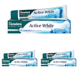 Himalaya Active white Gel | Herbal toothpaste with fruit enzymes |Teeth whitening |Anti bacterial for full mouth protection |Paraben and bleach Free|100% vegetarian -75 ml (Confezione da 3)
