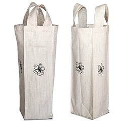 Bonamaison Bolsa de Vino de Lona de algodón Impresa digitalmente, Bolsa de Botella, Tapas de Botella de Vino, Bolsa de Soporte de Vino, tamaño: 16,5 x 31,5 x 7,5 cm