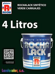PINTURAS ROCHA, Rochalack Sint, muy adecuado para decoración. Apto para aplicación en madera, hierro, acero, etc. Muy fácil de aplicar, Esmalte sintético, Verde Carruajes, 4 lt