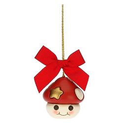THUN - Ronnie Mushroom Christmas Decoration in Hand-Decorated Ceramic, Small Version, Christmas Home Decorations, 4.8 x 4.4 x 4.8 cm
