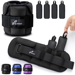 Sportneer Justerbara ankelvikter ben- och armvikter för yoga, promenader, löpning, aerobics och gym, 0,4-1,6 kg vardera, ett par 0,8-3,2 kg