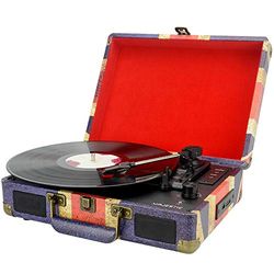 New Majestic TT-43 BT/USB/SD/AX Gira-discos (gira-discos de tração por correia, azul, vermelho, branco, 33,45,78 RPM, digital, cartucho de cerâmica estéreo, SD)
