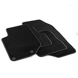 MTM PRO-8555 Alfombrillas para Peugeot 208 2019 , Corsa F 10.2019 , 3 Crossback 2019 , a Medida en Terciopelo de Nylon, Bordes de Similcuero y Pespunte Dobles Cromada