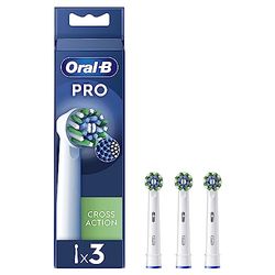 Oral-B Cross Action Testine Spazzolino Elettrico, Confezione da 3 Testine di Ricambio Bianche, Setole Angolate che si Adattano a ogni Dente per una Pulizia Profonda