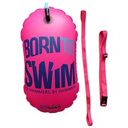 BornToSwim - Boya flutuante unissexo para adultos, boia de segurança clara, sem saco seco, unissexo, BUO-TO-U-E-O-LL, rosa mit Born To Swim Logo, 28 x 49 cm