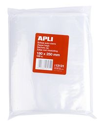Apli 013131 Lot de 100 Sachets Plastique Refermable 180 x 250 mm