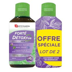 Forté Pharma - Forté Détox Foie | Complément Alimentaire Detox - Chardon-Marie Radis Noir Desmodium et Vitamines - Détox du foie | Lot 2x500 ml = 20 jours - goût Citron-Pamplemousse