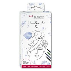 Tombow One Line Art Set | 6 prodotti Include istruzioni passo passo per il tuo primo motivo One Line Art [set Oneline], nero, medio