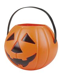 Boland 74589 Pumpkin Bucket Approx. 16 x 14 cm, Bag for Party Decoration, Decoration for Halloween, Carnival and Theme Party