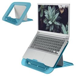 LEITZ - Support pour Ordinateur Portable 13" à 17" avec Hauteur & Angle Réglables et 5 Pré-réglages, Format Compact, 80% Plastique Recyclé & 100% Recyclable, Gamme Ergo Cosy Bleu, 64260061