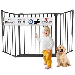 BabyDan Galten M, 90-146 cm, Barrière d'escalier/Séparateur de pièce, Noir, Fabriqué au Danemark - Barrière pour bébé/Barrière de sécurité (Barrière pour animaux/Barrière pour chien/Parc pour chien)