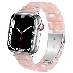 DEALELE Band Compatibel met iWatch 38mm 40mm 41mm, Kleurrijke Resin Hars Vervanging Horlogebandje voor Apple Watch Series 8/7 / 6/5 / 4/3 / SE Women Men, Doorschijnend roze