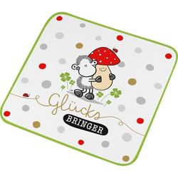 Sheepworld 74381 Serviette Magique avec Motif de Bonheur | Petite Serviette d'invité, pressée, 30 cm x 30 cm, Coton | Cadeau Surprise Amusante | 74381