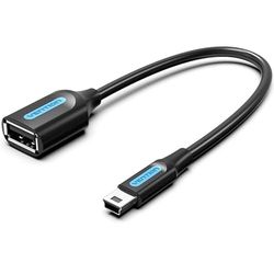 Velocraze Cable USB - Cable USB 2.0 Mini USB a USB-a, 0.15 m, Negro, Permite Transferencia de Datos y Carga, Material Durable y Flexible.