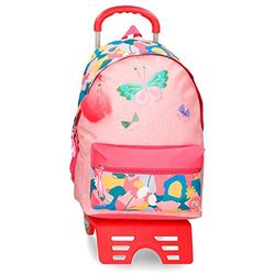 Roll Road Precious Flower schoolrugzak met trolley, roze, 32 x 44 x 17,5 cm, polyester, 24,64 l, Violeta, schoolrugzak met trolley