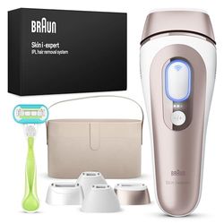 Braun Luz Pulsada Skin i·expert Smart IPL, Eliminación Del Vello En Casa, App Gratuita, Funda, Maquinilla Venus, 4 Cabezales, PL7387