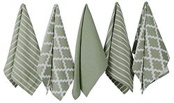 Penguin Home - Conjunto de 5 toalhas de chá de algodão 100 % - suave - durável - design elegante de sálvia com vários padrões - lavável na máquina - 65 x 45 cm