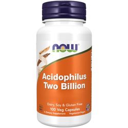 Now Foods, Acidophilus Two Billion (Acidophilus due miliardi), 100 capsule vegane, Testato in Laboratorio, batteri intestinali, Senza Glutine, Senza Soia, Vegetariano