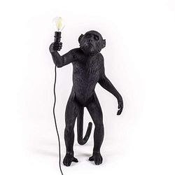 Seletti Monkey Lamp svart stående, harts, 60 x 52,5 x 33 cm