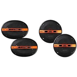 EDGE Car Audio 6X9 Parcel shelf speakers EDST219-E6 Black and Orange, 3 way & 5.25” Co-axial speaker - 50/100 W (RMS/MAX), Black, EDST215-E6