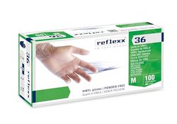 Reflexx R36, Guanti in Vinile senza Polvere Gr 4.5/5, 100 Pezzi, Trasparente