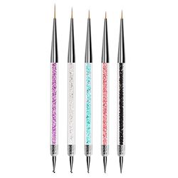 Jsdoin Lot de 5 pinceaux pour nail art, outil de pointillage, stylos pour nail art, perceuse à ongles, pinceau pour nail art