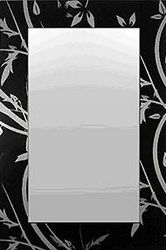 Espejo Otech Julia – Espejo Serigrafiado con diseño Floral, Cristal, Negro, 90 x 60 x 0.03 cm