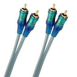 Oehlbach Ice Blue RCA-kabel 1,5 m, audiokabel voor platenspeler, thuisbioscoop en hifi-installatie, 2-voudig afgeschermde RCA-kabel van OFC, 2 x 1,5 m, blauw-transparant