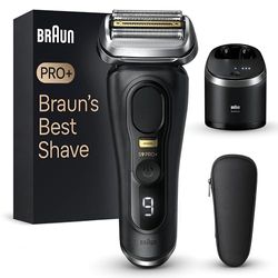 Braun Series 9 PRO +, Regolabarba Uomo, Rasoio Elettrico Barba, Rifinitore di precisione, Custodia Viaggio, Lame Flessibili, SmartCare, Impermeabile, Batteria Litio Ion, Idea Regalo, 9560cc Nero