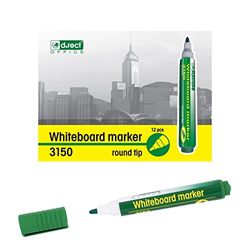 D.RECT 3150 - Pennarello per lavagna bianca e lavagna a fogli mobili, 12 pezzi, colore: Verde